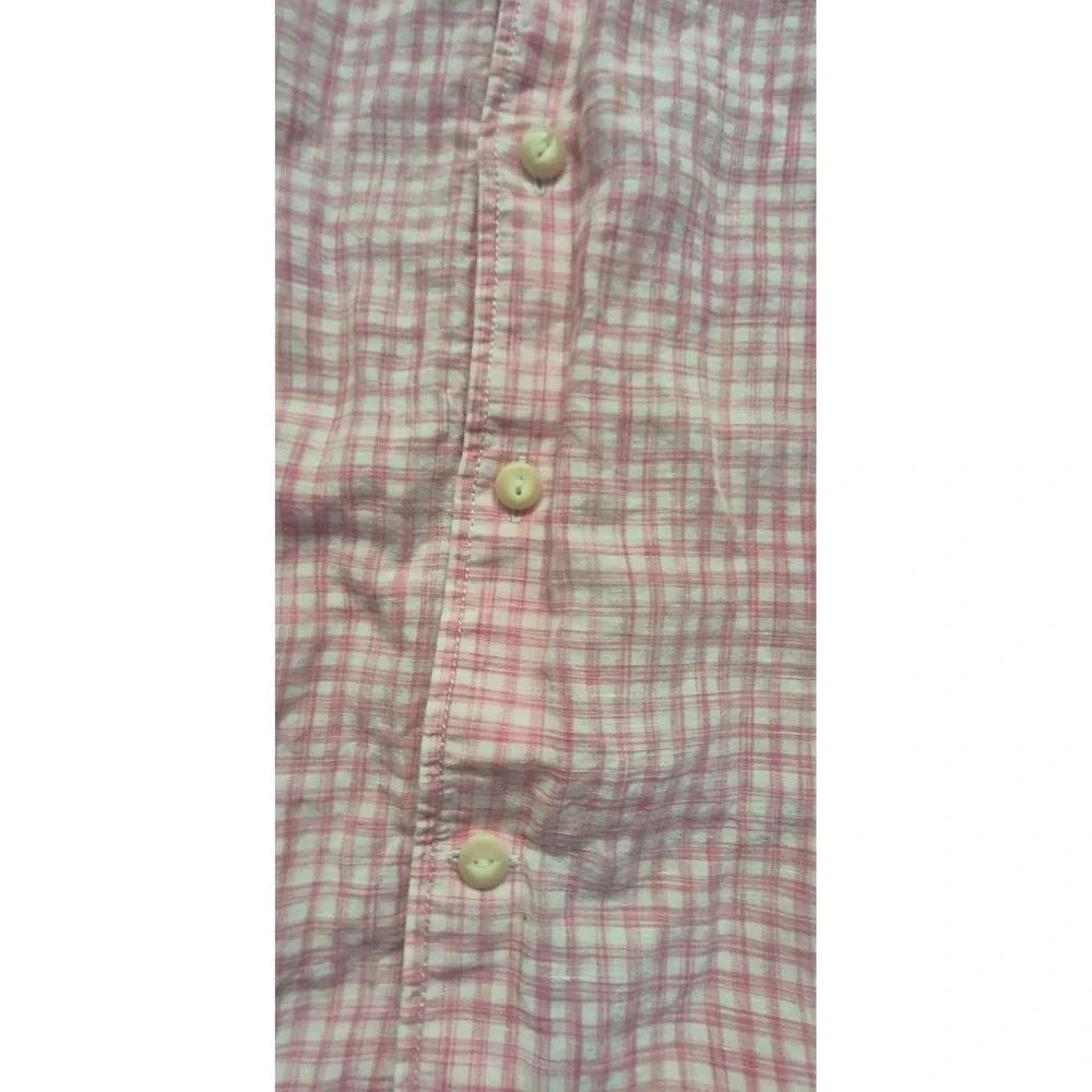 Tommy Bahama men's pink white checker short sleeve button‎ up XL Linen Blend
